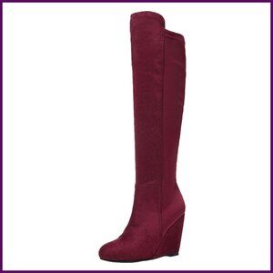 Women's Suede Wedge Heel Over the Knee Boots Stretch Fit Fashion Tall Boots